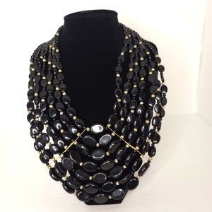 Multi strand black vintage necklace